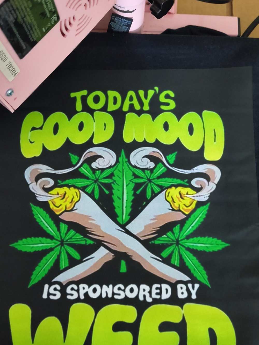 Good Mood Weed Graphic Tee - Neon Green & Yellow Print